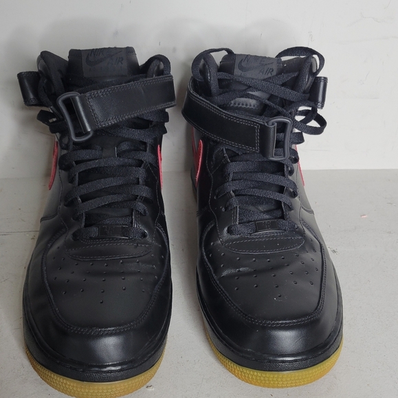 Nike Air Force 1 Mid Black Varsity Red SZ 14 - Picture 2 of 9